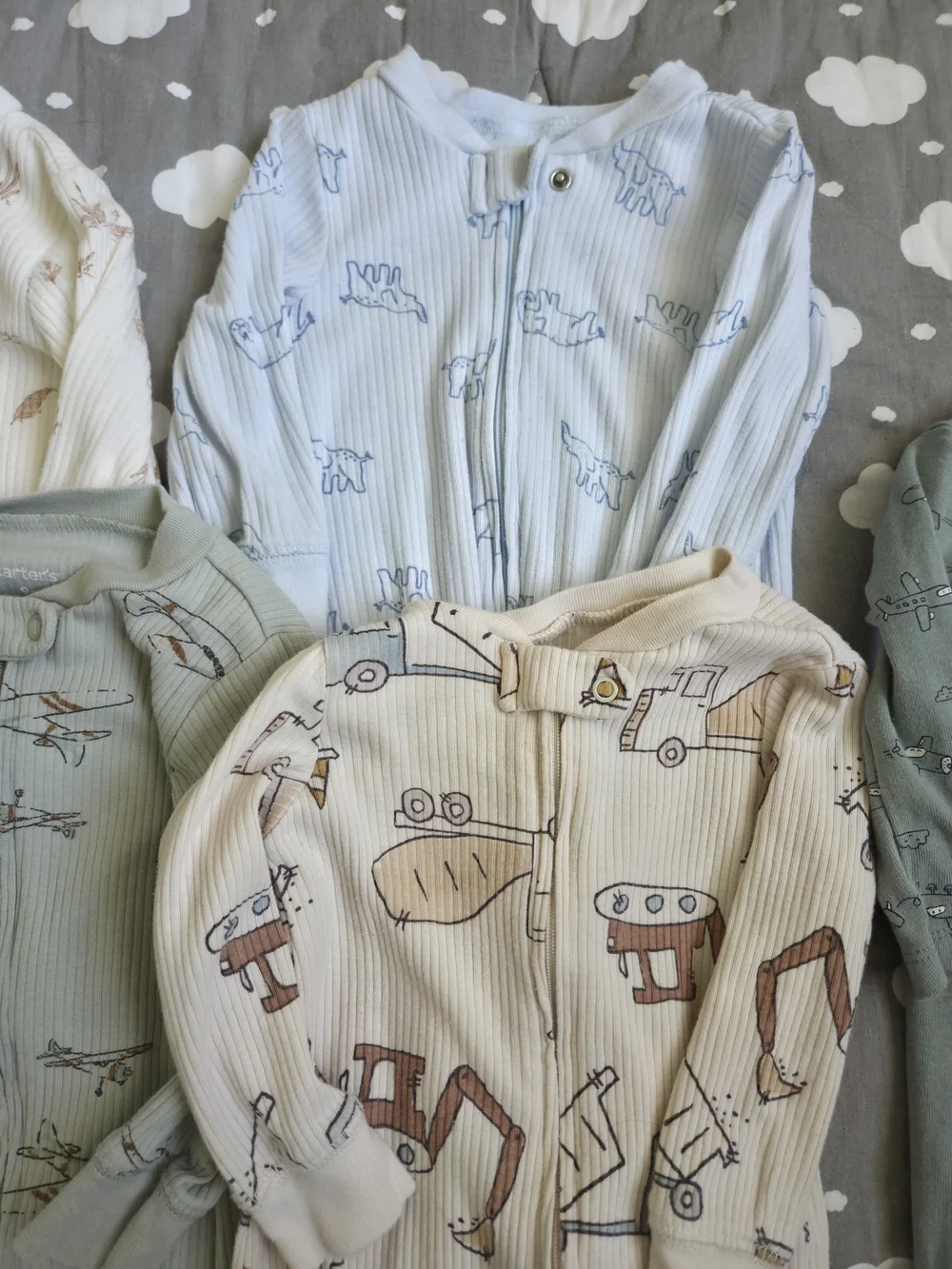 Carter's Ribbed Zip Footed One-Piece Sleepers Baby Boy Size 9M